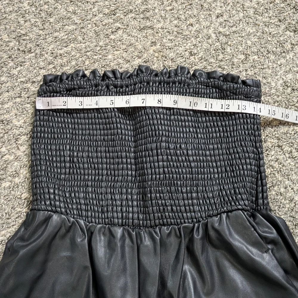 NWT Anthro Black Faux Leather Smocked Balloon Pant Jumpsuit M - Picture 13 of 13